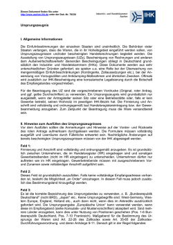 IHK-Ursprungszeugnis - und Handelskammer Aachen
