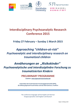 Interdisciplinary Psychoanalytic Research Conference 2015