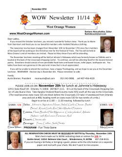 November 2014 WOW Newsletter 11/14