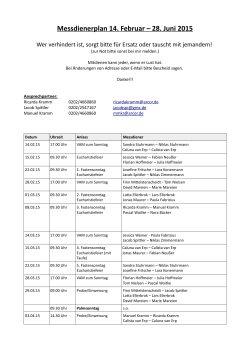 Messdienerplan 14. Februar – 28. Juni 2015