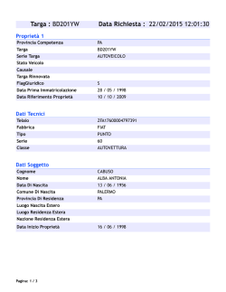 Targa : BD201YW Data Richiesta : 22/02/2015 12:01:30