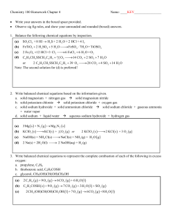 Chemistry 180 Homework Chapter 4 Name