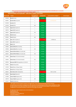 GlaxoSmithKline AG Impfstoffe - Lieferstatus Update 10.02.2015