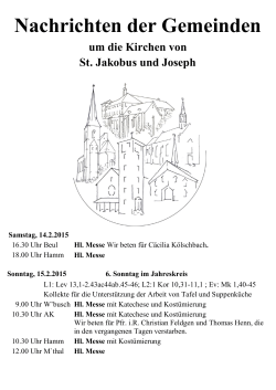 Gemeindenachrichten - Katholische Kirchengemeinde St. Jakobus