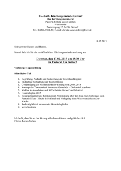 Herzliche Einladung zur &ouml;ffentlichen Kirchengemeinderatssitzung
