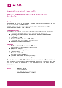 Stage Web Marketing (6 mois dès que possible