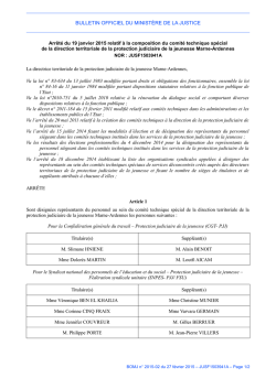 Arrêté du 19 janvier 2015 - Justice / Textes et réformes