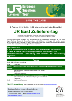 JR East JR East JR East Zuliefererta Zulieferertag Zulieferertag