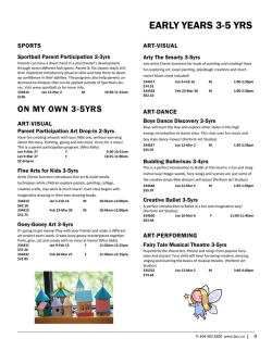 EARLY YEARS 3-5 YRS - John Braithwaite Community Centre