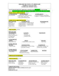 Tests Club - Horaire / Schedule