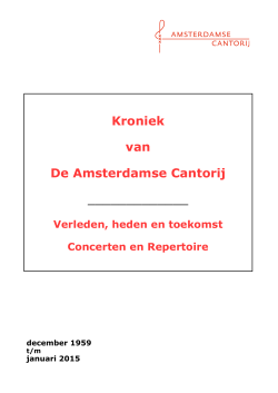 Kroniek Amsterdamse Cantorij 10 februari 2015