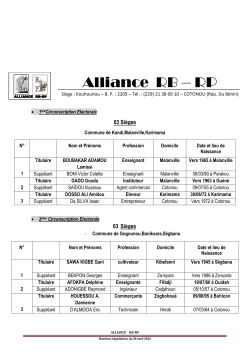 ALLIANCE RB-RP - 24 heures au Bénin