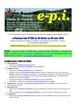 e-Paroisse Info N&deg;229 du 28 f&eacute;vrier au 08 mars 2015