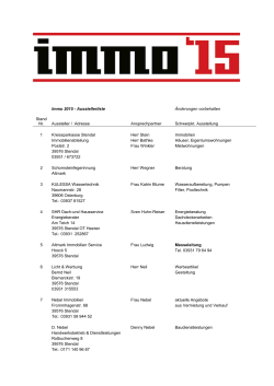 Immo 2015 - Ausstellerliste &Auml;nderungen vorbehalten Stand Nr