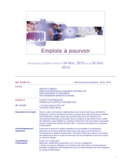 Annonces publiées entre le 24 févr. 2015 et le 26 févr.