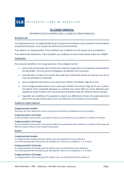 LE CONGÉ PARENTAL - Université Libre de Bruxelles