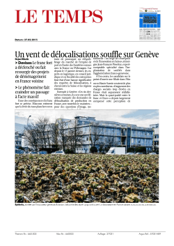 Un vent de délocalisations souffle sur Genève