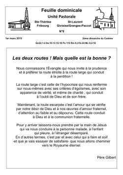 Feuille dominicale - Unit&eacute; pastorale 3