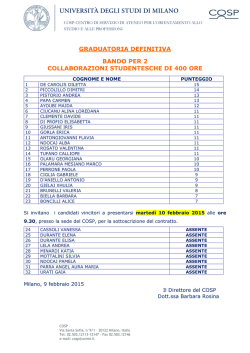 Graduatoria 400 ore del 9-2-2015