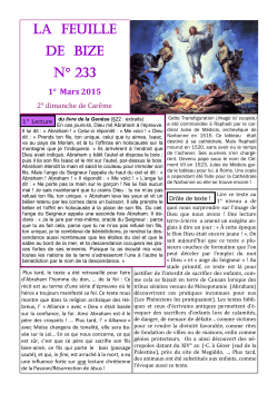 La Feuille de Bize n° 233 - Site du Diocèse de l`Aude