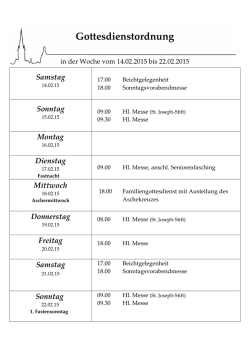 Gottesdienste und Gemeindeinformationen f&uuml;r die Woche 14.02. bis