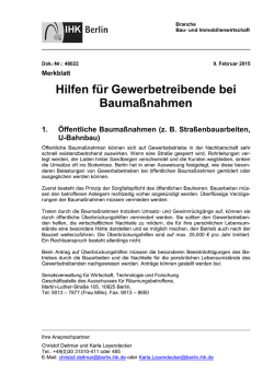 Hilfen für Gewerbetreibende bei Baumaßnahmen