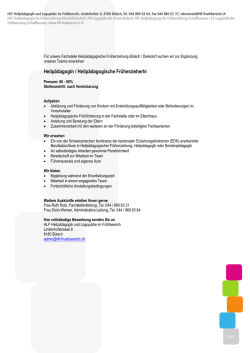 Heilp&auml;dagogIn / Heilp&auml;dagogische Fr&uuml;herzieherIn (60-80%)