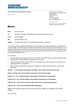 Gloucester Gas Project - FY14 Q2 Water Monitoring Report