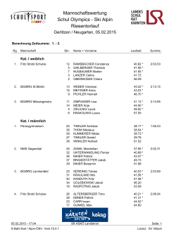Ergebnisliste-Mannschaft SCHUL OLYMPICS Qualifikation 05.02
