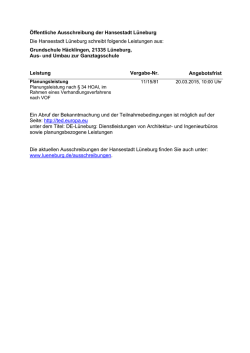 Hansestadt L&uuml;neburg schreibt Aus- und Umbau der GS H&auml;cklingen