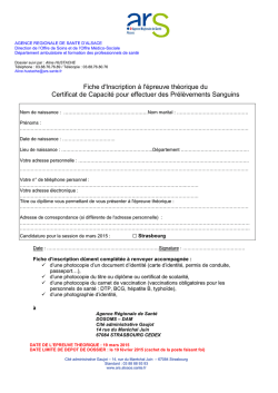 Fiche d`Inscription &agrave; l`&eacute;preuve th&eacute;orique du Certificat de Capacit&eacute;