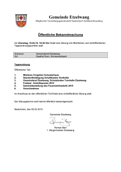 Bekanntmachung der Gemeinderatssitzung Etzelwang am 10.02.2015