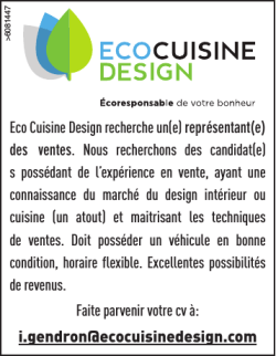 Eco Cuisine Design recherche un(e) représentant