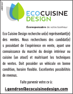 Eco Cuisine Design recherche un(e) repr&eacute;sentant