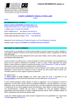 conto corrente vincolo pupillare
