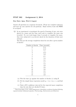 STAT 362 Assignment 2, 2014