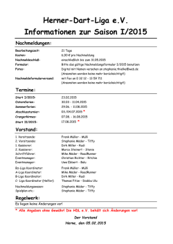 Herner-Dart-Liga e.V. Informationen zur Saison I/2015
