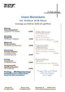 Unsere Wochenkarte - Altstadtcafe Landau