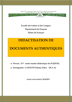 DIDACTISATION DE DOCUMENTS AUTHENTIQUES