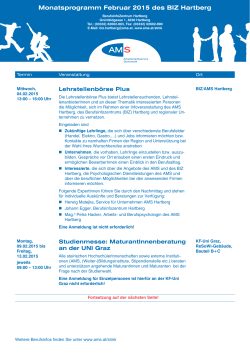 Monatsprogramm Februar 2015 des BIZ Hartberg