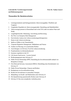 Themen für die Bachelorarbeit im SS 2015