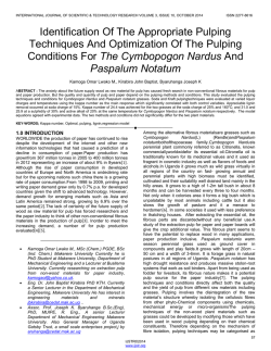 Identification Of The Appropriate Pulping Techniques And