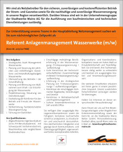 Referent Anlagenmanagement Wasserwerke (m/w)