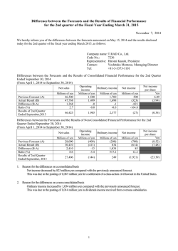 Difference between the Forecasts and the Results of Financial