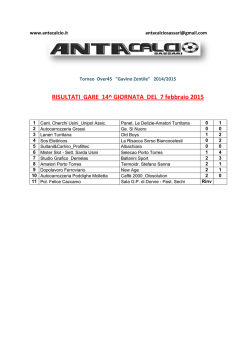i risultati della 14&ordf; giornata del Torneo Amatoriale AntaCalcio Over45