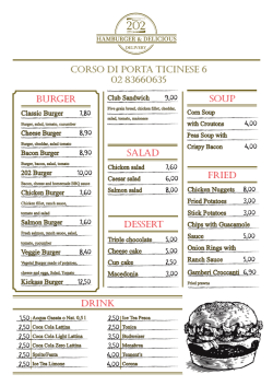 DRINK BURGER Corso di Porta Ticinese 6 02 83660635 SALAD