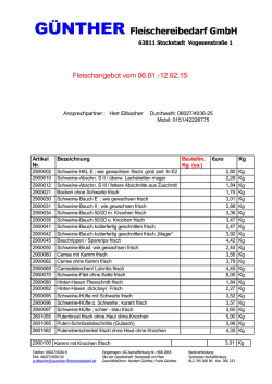 Frischfleischangebot - G&uuml;nther Fleischereibedarf GmbH