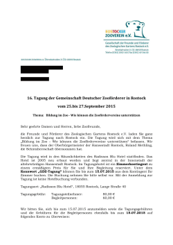 2015 Rostock Einladung - Gemeinschaft Deutscher Zooförderer eV