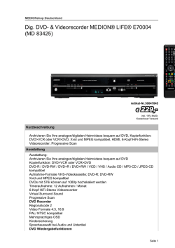 Dig. DVD- & Videorecorder MEDION&reg; LIFE&reg; E70004 (MD 83425)