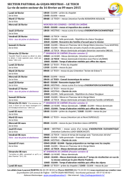 Feuille d`annonce du 16 fevrier au 9 mars 2015